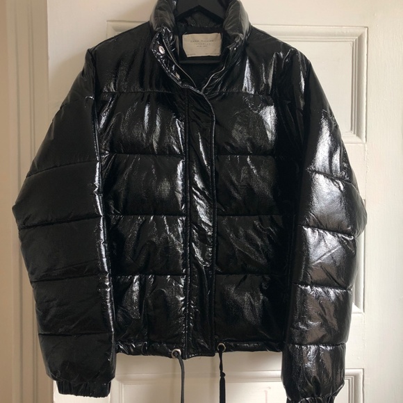 ZARA VINYL PUFFER JACKET - SIZE SMALL - Picture 6 of 7